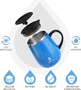 Ideus 16 oz Insulated Coffee Mug with Handle Lid Leopard Blue view 2