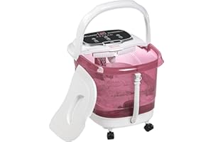 H&B Luxuries Foot Spa Massager with Heat for Stress Relief, Feet Bath with Motorized Rollers and Shower, Temperature Control, Timer and LED Display, Ideal for Wife Mother Mom Father Husband, Pink