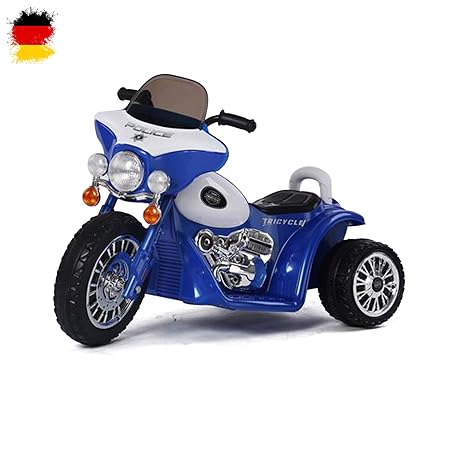 Kinder Elektro Motorrad Polizeimotorrad Chopper 'Police-Edition' mit Beleuchtung, Soundeffekt, 6V Power Akku und Motor