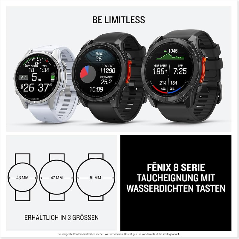 Fenix 8, 47 mm, GPS-Multisport-Smartwatch, Schwarz/Schiefergrau