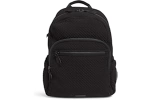 Vera Bradley Women's Microfiber Campus Backpack, Classic Black, One Size