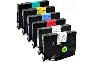 NEOUZA Tape Label Combo Set Compatible for Brother P-Touch TZ TZe 131 231 431 531 631 731 12mm(0.47 Inch) x 8m (26.2ft) (Blac