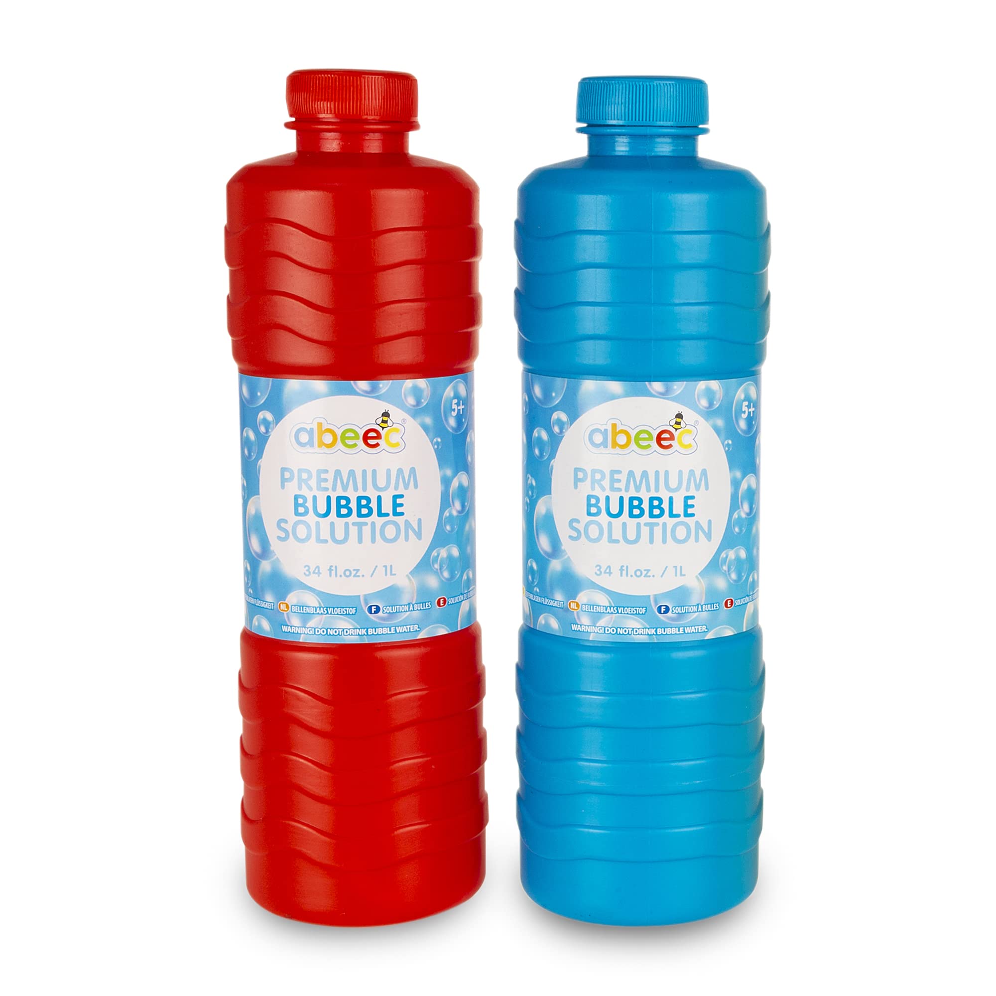 Abeec Premium Bubble Solution (2 Pack) - 1L Mixture with Wands for Kids, Giant Outdoor Bubbles Multipack Refill