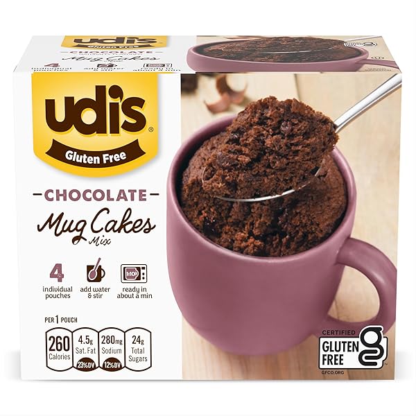 UDI’S GLUTEN FREE CHOCOLATE MUG CAKE MIX, 8.4 OZ. 4-COUNT