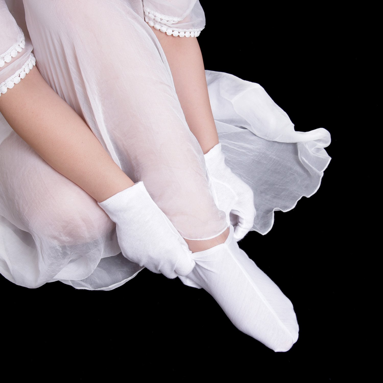 Hotop 3 Pairs Cotton Socks Lotion Absorbing Moisturizing Socks Spa Socks for Dry Feet, White : Beauty