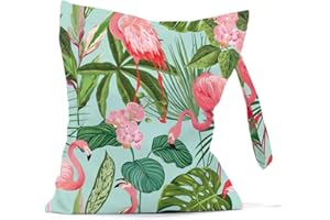 JRHung Waterproof Wet Bag Reusable Cloth Diaper Wet Dry Bag Large Travel Laundry Bag Dirty Clothes Bathing Suit Workout Bag for Gym Swimsuit Swimming Yoga Travel Pool Beach (Flamingo Decor 4)