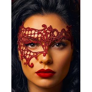 HEREAD Lace Masquerade Mask Black Halloween Costume Half Eye Mask for Women