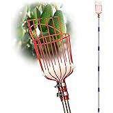 DonSail Fruit Picker Pole Tool with Basket Long Handle, 35-65 Inch Adjustable Apple Orange Picker Pole Tool with Basket for Avocado Acorn Lemon Pear Mango Tree Picker