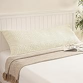PHF Waffle Weave Body Pillowcase with Zipper, 1 Pack 100% Cotton 20" x 54" Pillow Sham, No Insert, Soft & Breathable Pillow Case, Aesthetic Woven Body Pillow Cover for Bedroom Decor, Cannoli Cream