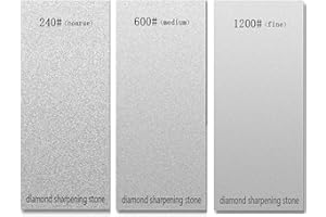 SUWAJUME 3 PCS Diamond Sharpening Stone Diamond Knife Sharpener Plate Honing Whetstone for Knives Chisel (240#+600#+1200#)