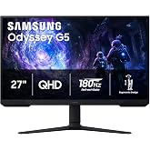 Samsung 27" Odyssey G5 (G51F) Series QHD (1440P) Gaming Monitor | 180Hz, 1ms, AMD FreeSync, HDR10, Height Adj Stand, Black Eq