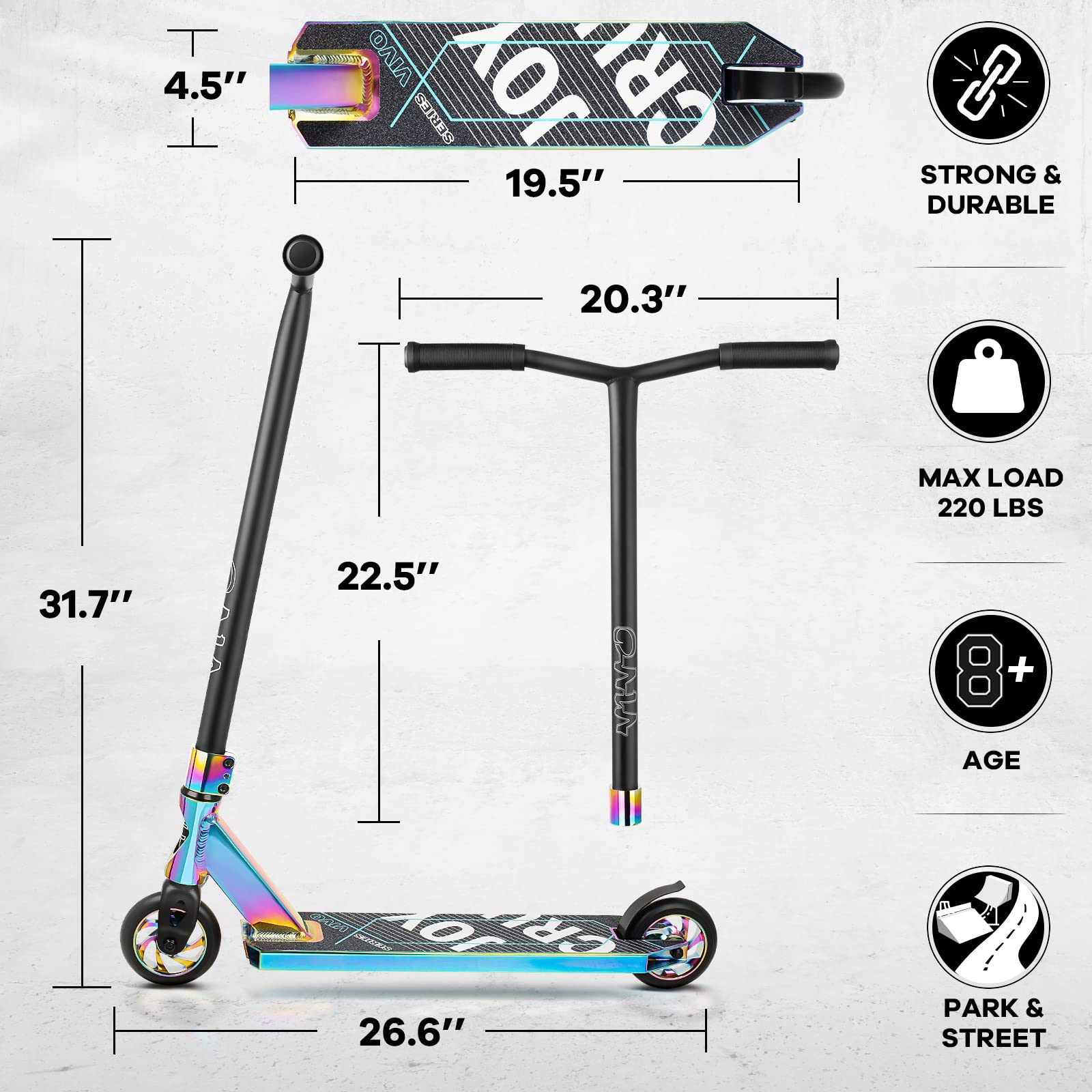 V4 Pro Scooter, Trick Scooters - Stunt Scooter for 8 Year Up Kids, Teens and Adults - Complete Beginner and Intermediate Freestyle BMX Scooter (Neo)