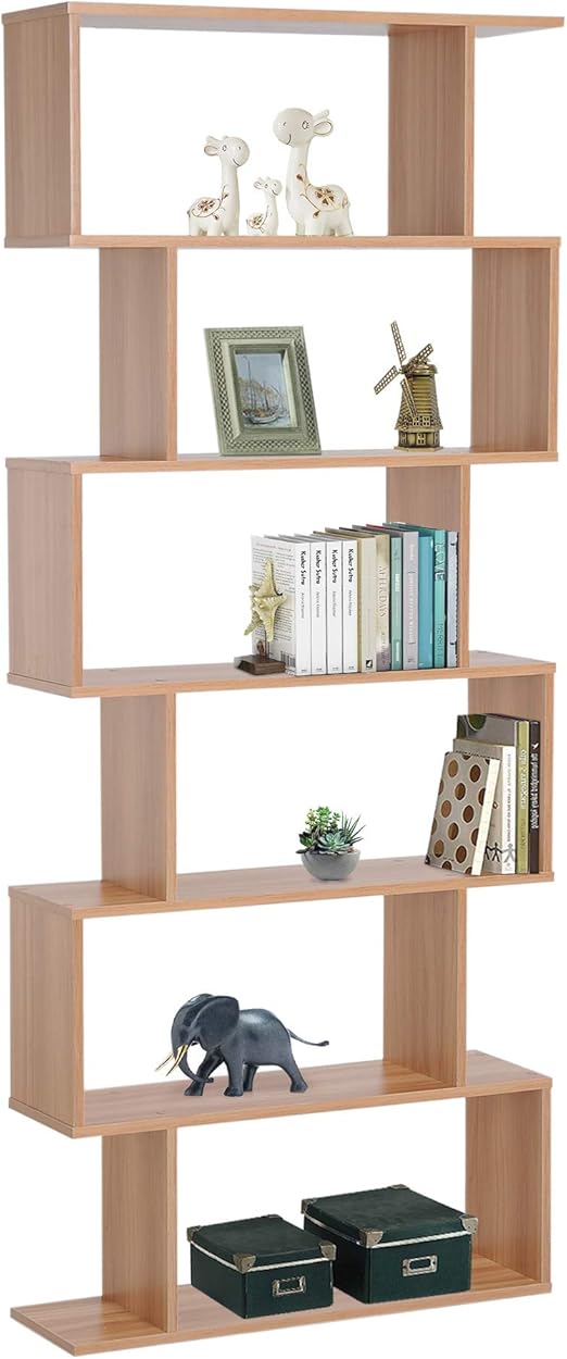 HOMCOM Estantería Librería 6 Estantes Comedor Salón Diseño Moderno