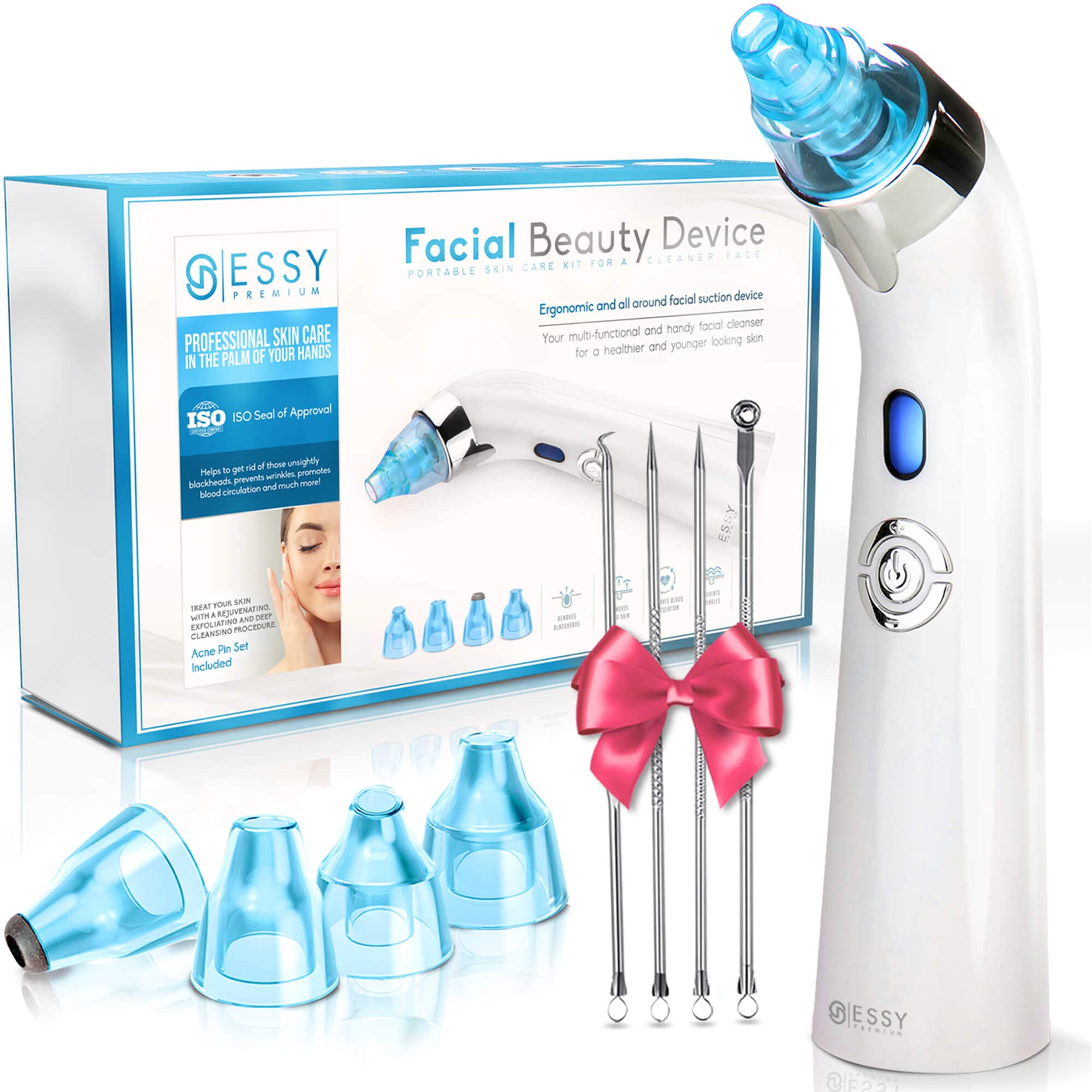 Blackhead Remover Vacuum Pore Cleaner Acne Comedone Extractor Face Pore Vacuum Blackhead Remover Tool Facial Pore Cleanser Sucker Spot Pimple Whitehead Black Head Deep Suction