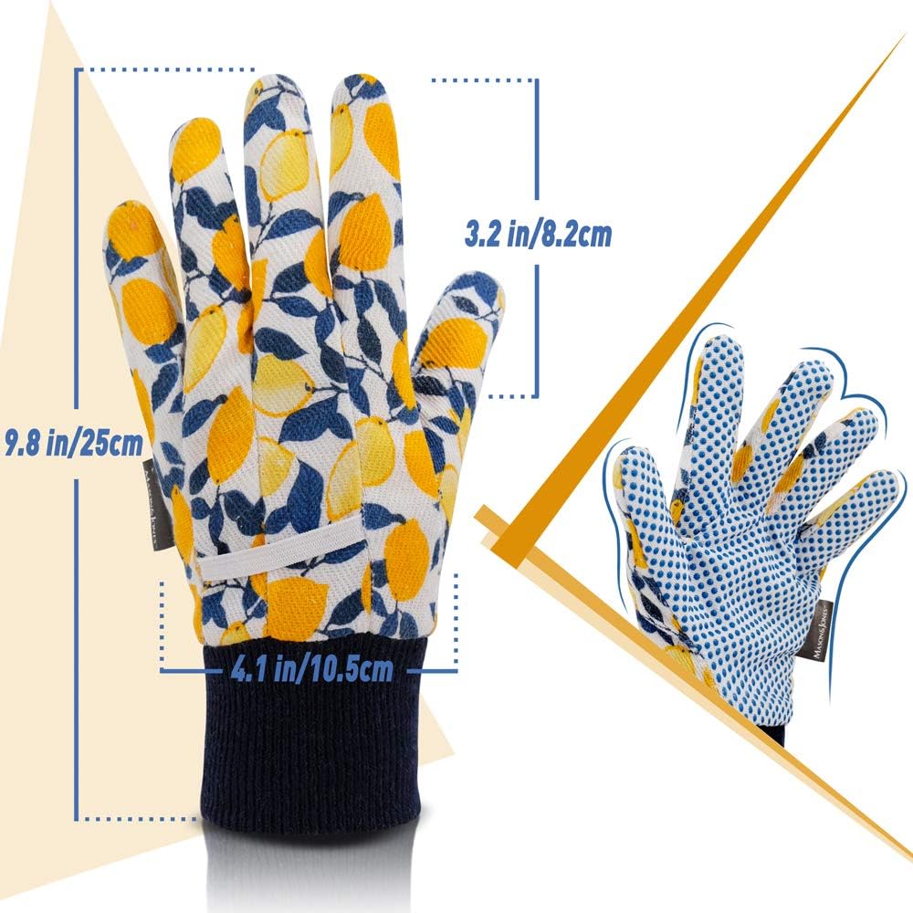 Hortem 3 Pairs Women Garden Gloves, Ladies Gardening Gloves Medium, Non-Slip Grip Garden Gloves for Yard, Cleaning, Fishing with Soft PVC Dots: Clothing