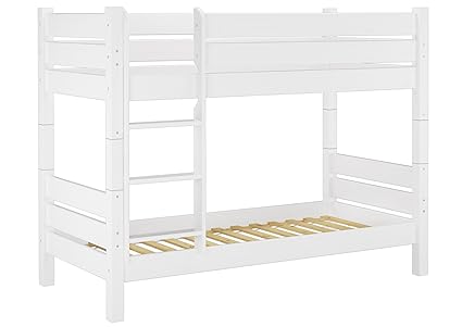 Erst-Holz® 60.16-09 W T80 Etagenbett für Erwachsene weiß 90x200, Nische 80 cm teilbar, mit 2 Rollroste