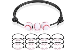 ZELARO 12Pcs Baseball Charm Bracelets - Baseball Party Favors & Gifts for Teen Women Men - Adjustable Wristbands - Sport Bracelet for Birthday Party, Christmas & Holiday
