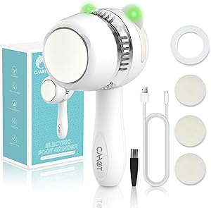 Cahot Electric Foot Callus Remover Kit with Vacuum Absorption, Rechargeable Electric Foot File Pedicure Tools with 3 Heads in 3 Speed, Professional Pedi Feet Care for Cracked Heels and Hard Skin