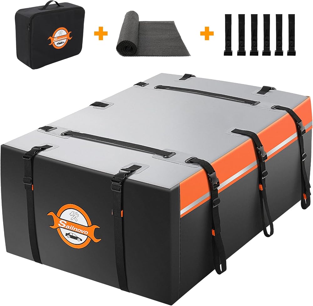 Sailnovo Car Roof Bag 20 Cubic Feet Foldable Roof Box Universal Fit