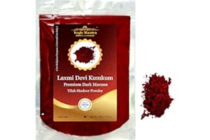 Yogic Mantra Kumkum Powder (100g Resealable Pouch) Premium Dark Red Maroon Color Sindoor Ceremonial Mark Sindur Laxmi Devi Hindu Pooja, Bridal Tilak, Suhag Tikka, Indian Rakhi Puja Religious Ceremony