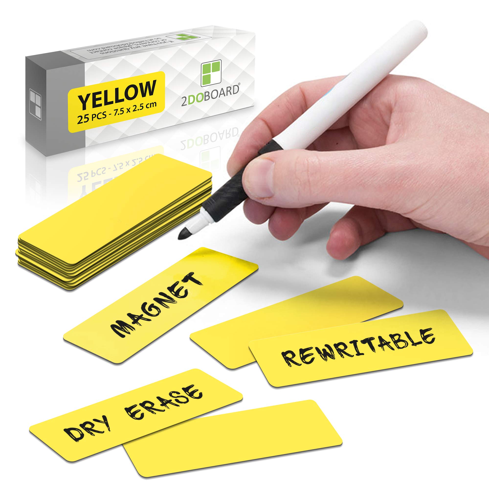 25 Magnetic notes or Magnetic Sticky Notes 3 x 1 Inch - Yellow - Dry Erase