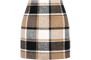 GENERIC Plaid Skirts for Women - 2025 Fall Winter High Waisted Mini Wool Bodycon Pencil Skirt