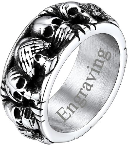 SAINTHERO Men's Vintage Stainless Steel Band Rings Gothic Devil