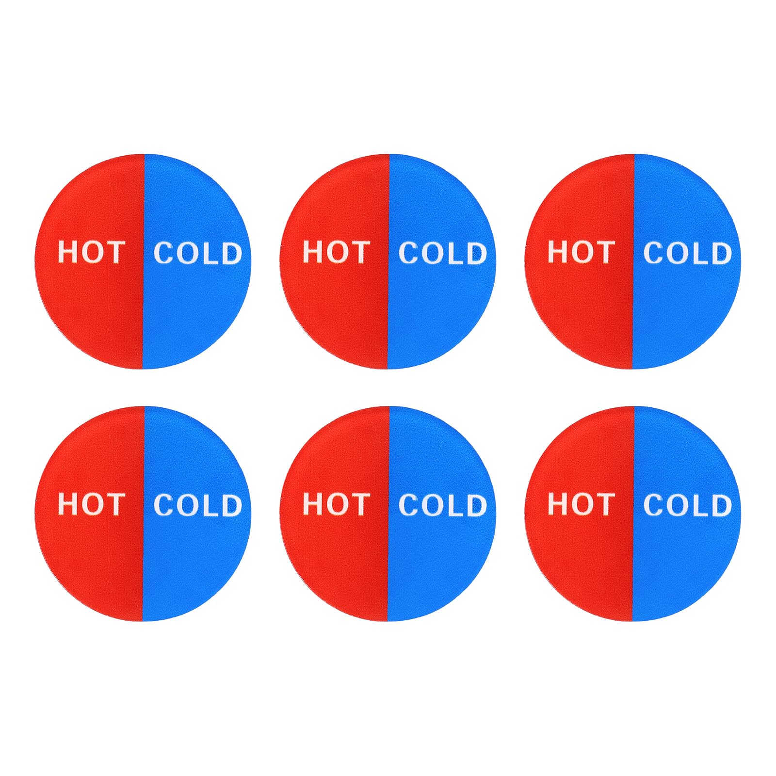 PATIKIL Self Stick Hot/Cold Water Label, 6 Pack Acrylic Round Shape Sticker Signs for Faucets Sinks, Left Red/Right Blue