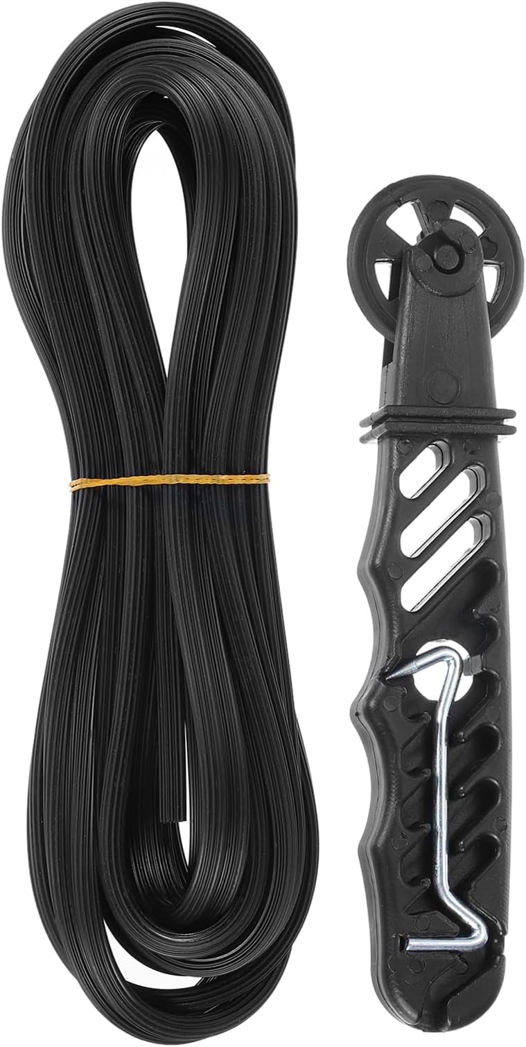 sourcing map TPE Window Screen Spline Repair Kit Black 0.22"x32.8ft Roller Hook