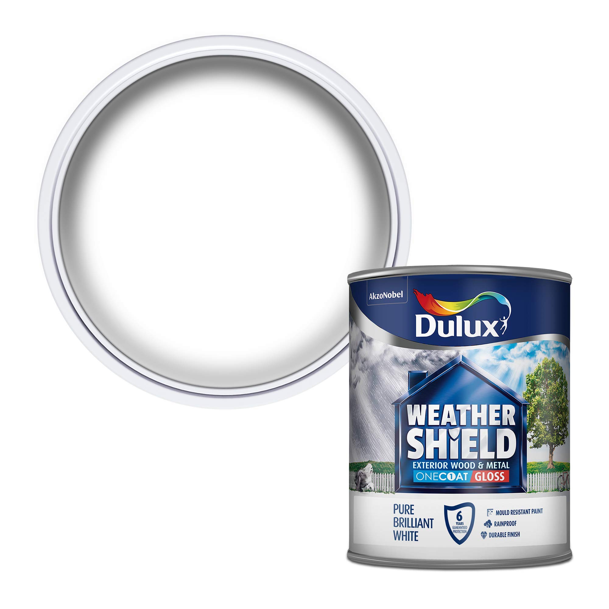 Dulux 5091115 Weathershield One Coat Exterior Gloss, Pure Brilliant White, 750 ml