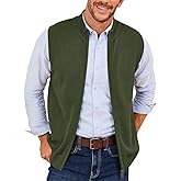 Runcati Mens Full Zip Sweater Vest Knitted Stand Collar Cardigan Golf Vest Casual Slim Fit Sleeveless Sweaters