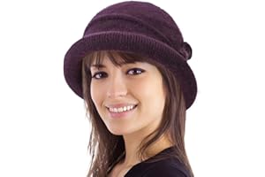 COLORSUN Women Winter Knit 1920s Vintage Bucket Bowler Hat Round Brim Warm Hat