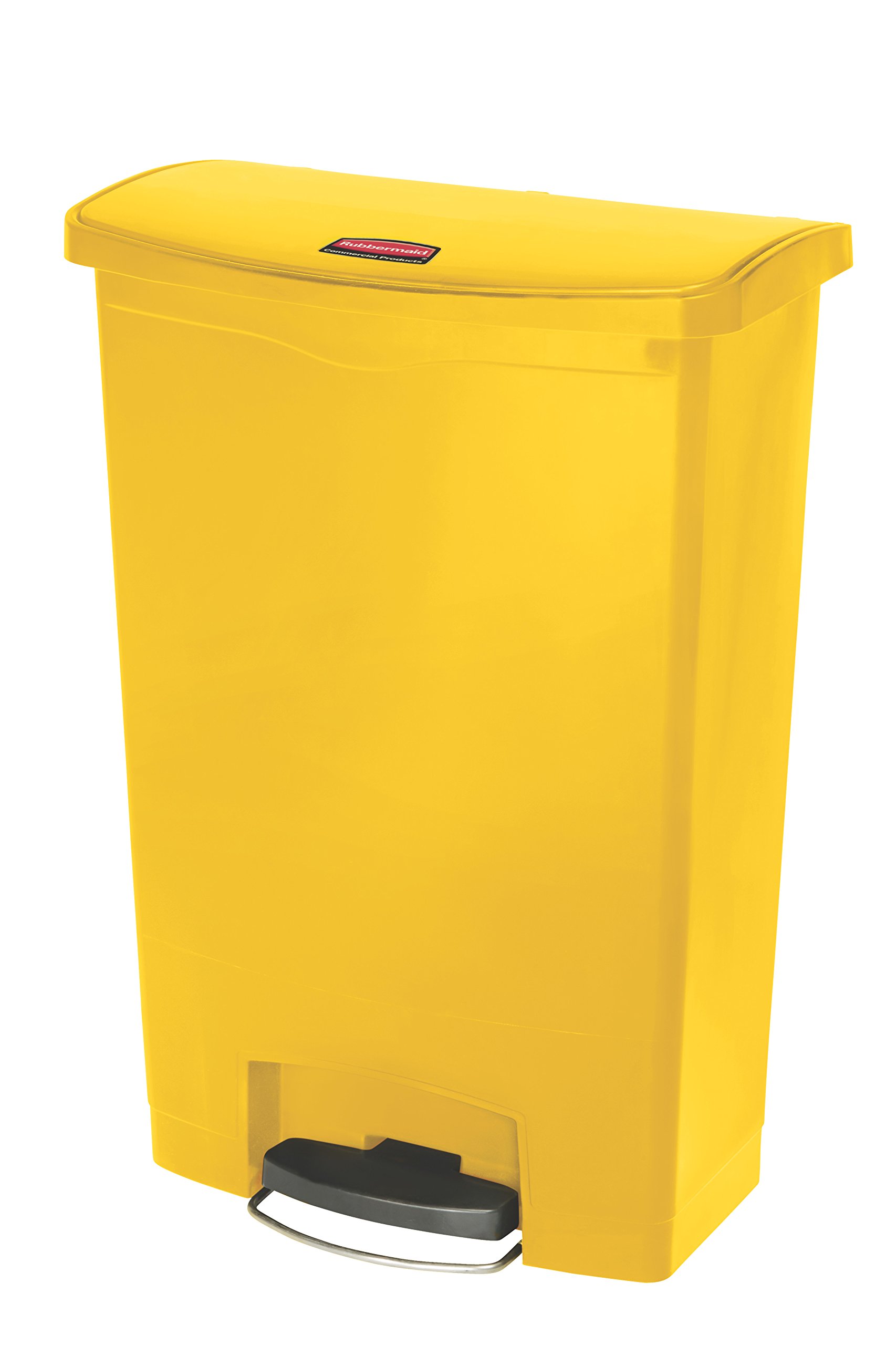Rubbermaid Commercial Products Slim Jim Step-on Resin Front Step Waste Receptacle Bin 90 Litre Yellow 1883579
