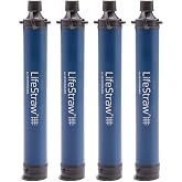 LifeStraw Personal Water Filter for Hiking, Travel and Emergency, Navy, 4 PK
