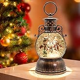 Christmas Snow Globes, Christmas Snowman Snow Globes Lantern with 8 Songs, 6H Timer Battery & USB Powered Glitter Music Box for Christmas Table Decorations Home Decor