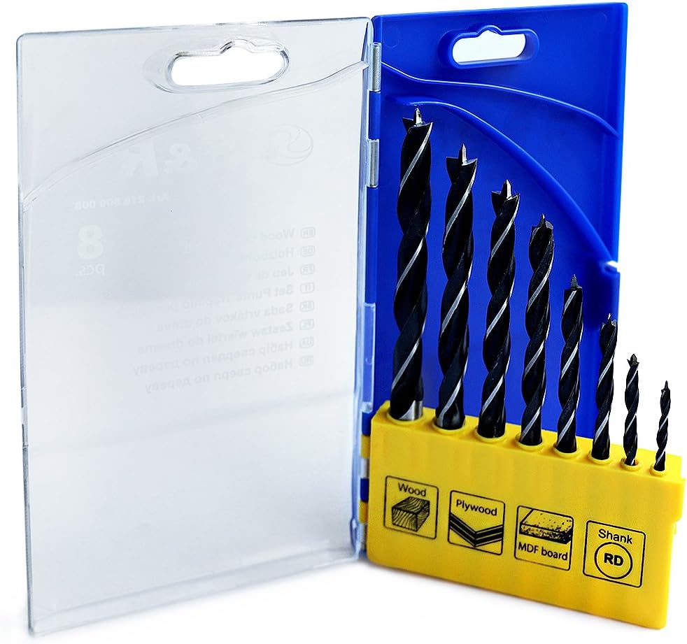 S&R Wood Drill Set/Wood Twist Drill Set 8 Pieces: 3,4,5,6,7,8,9,10 mm in plastic box - Image 3
