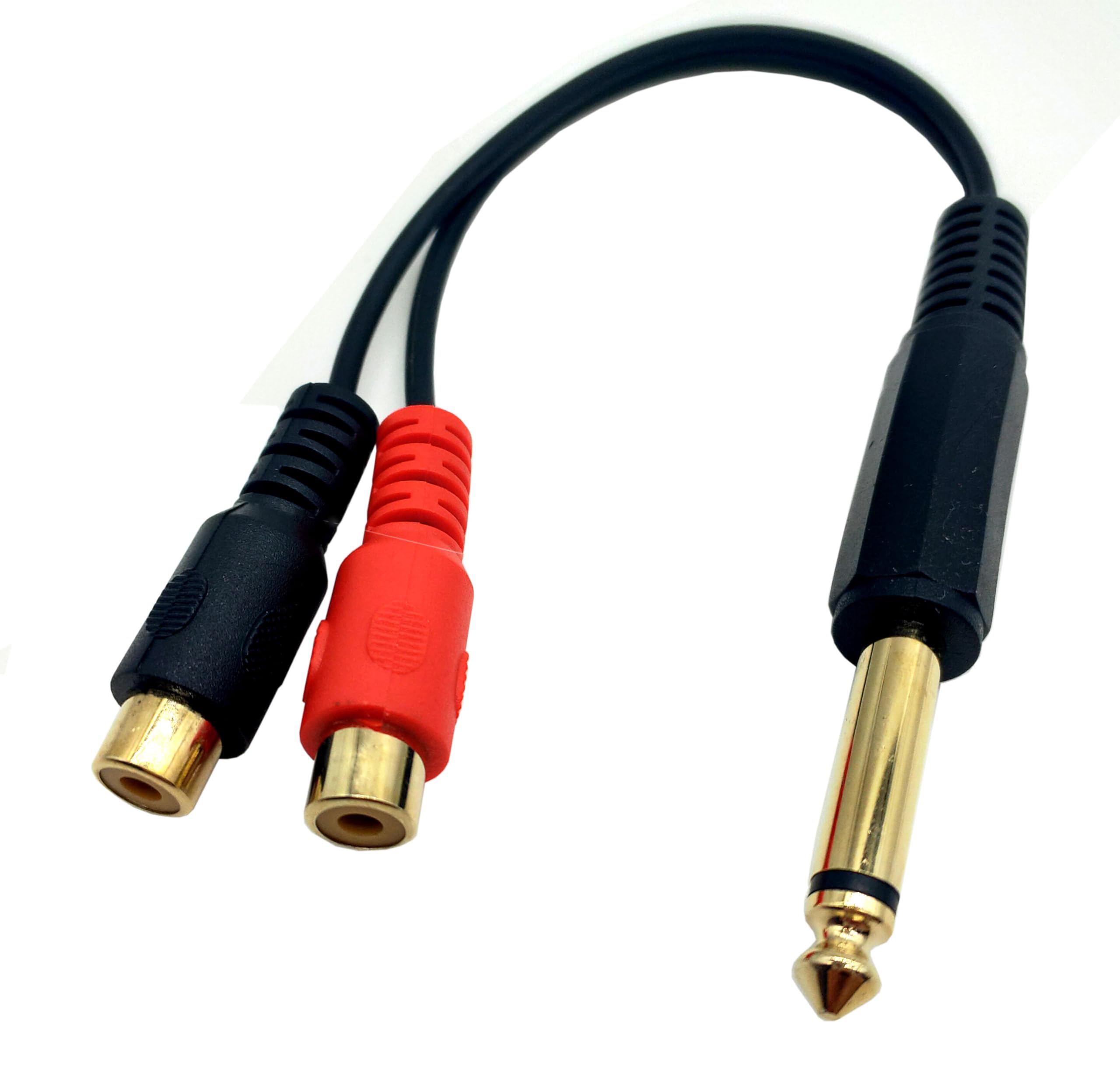 Halokny 6.35mm to 2 RCA Cable, Gold Plated 1/4 inch Mono TS Male to 2 Dual RCA Female Plug Y Splitter Adapter Cable - 8 Inch