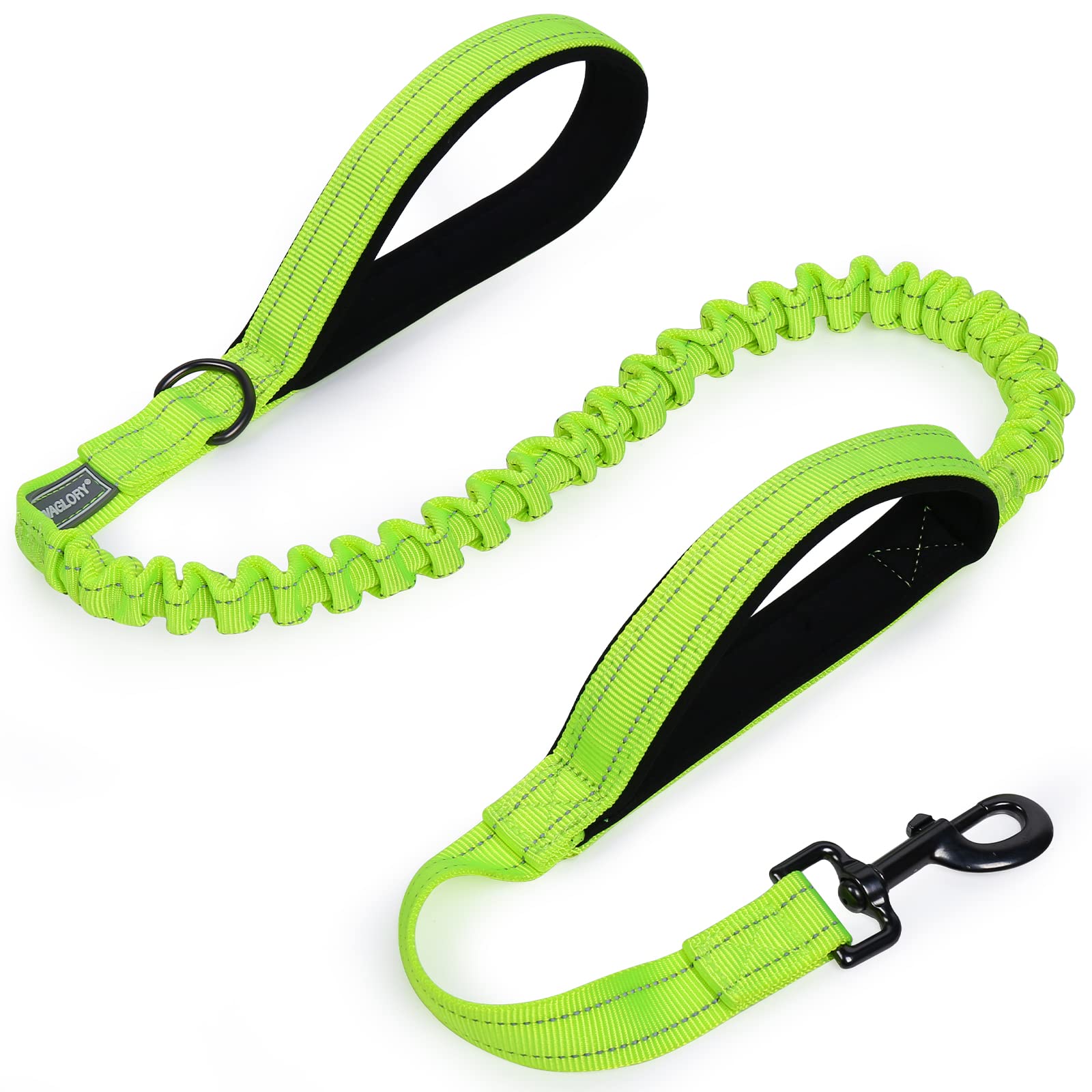 VIVAGLORY Dog Lead Pullsafe Bungee Dog Lead, Leash with 2 Padded Handle & Double Handle for Training & Walking, Bungee Anti Pull for Pet That Pull, 1.2m x 2.5cm, Bright Yellow