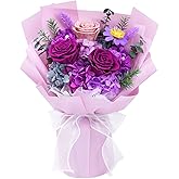 Waipfaru Preserved Flowers, Purple Fresh Bouquet with Gift Box, Flowers for Delivery Prime, Forever Flowers for Women Birthday Gift, Anniversary, Teacher, Mother Day, Valentines Day Gifts for Her