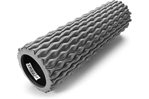Textured Foam Rollers for Muscle Massage – Medium-Density Back Foam Roller for Back Pain Relief & Muscle Recovery in Legs & Arms – Hollow Foam Roller for Muscle Exercises by PowX, 5.5x17.7 in. (Gray)