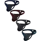 Hanhepee Men's Sexy Thong Breathable Panties Low Rise Stretch T-back Hipster Underwear
