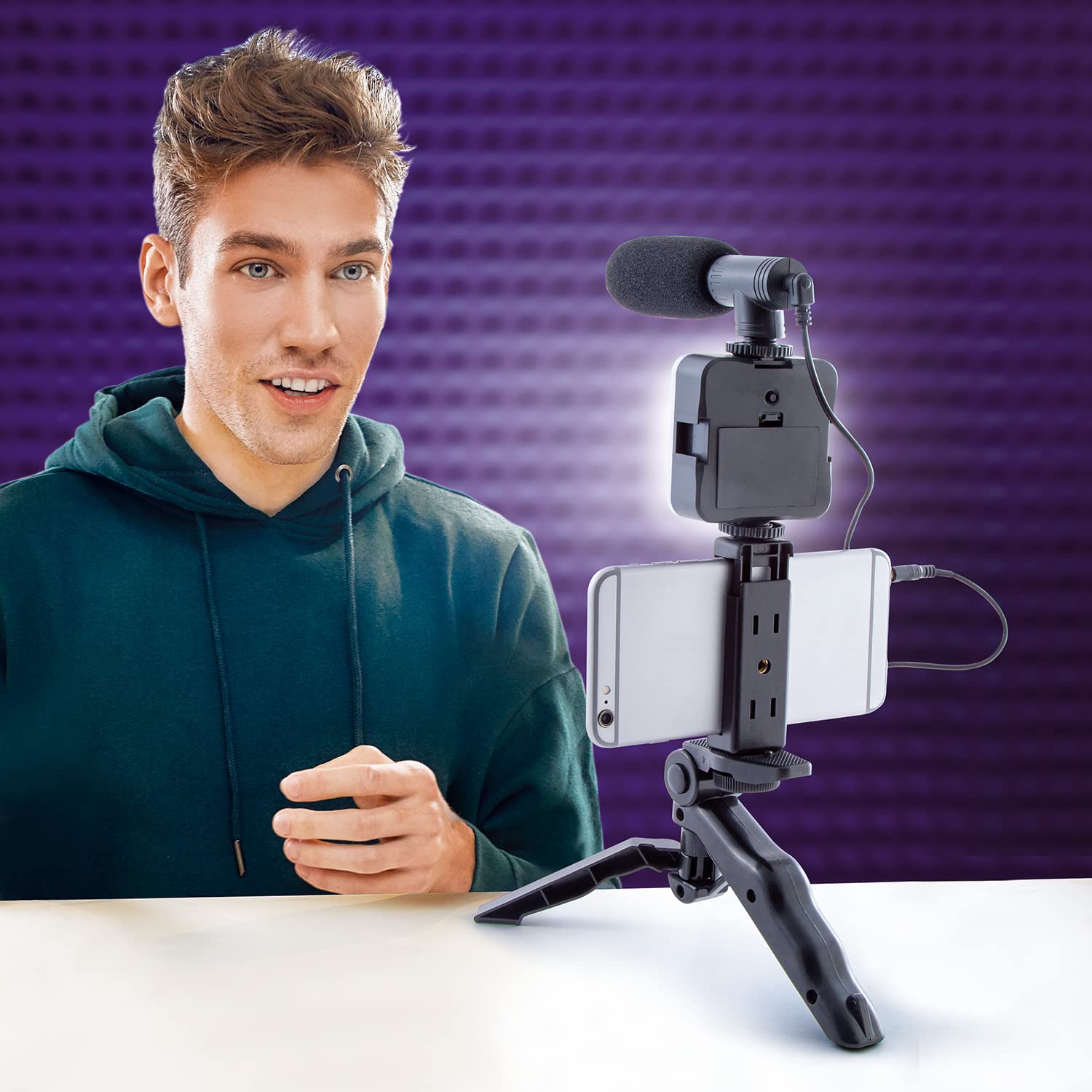 Canal Toys New Studio Creator Podcast & Vlogging Kit – Record Your own podcasts and Vlogs Like Your Favorite influencers! Fold-up Tripod, LED Light & Microphone. Ages 8+