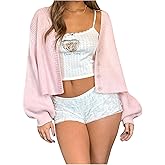 SOLY HUX Women's Button Down Fall Cropped Cardigan Sweater Drop Shoulder Long Sleeve Casual Outerwear