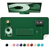 Niniubye Desk Pad, 30" x 14" PU Leather Non-Slip Desk Mat Large Mouse Pad for Desktop, Waterproof Laptop Computer Writing Mat for Office, Home, Work, Gaming, Dark Green