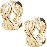 0.50" Inch Twisted Wave Swirl Yellow Gold Plated Gold Filled Huggie Hoop Earrings for Women