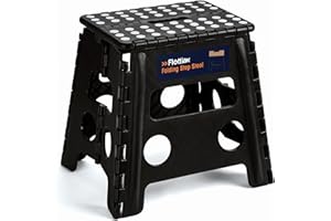 Flottian 13" Folding Step Stool for Adults and Kids Holds Up to 300 lbs,Non-Slip Folding Stools with Handle, Compact Plastic Foldable Step Stool for Bathroom,Bedroom, Kitchen Gray,1PC