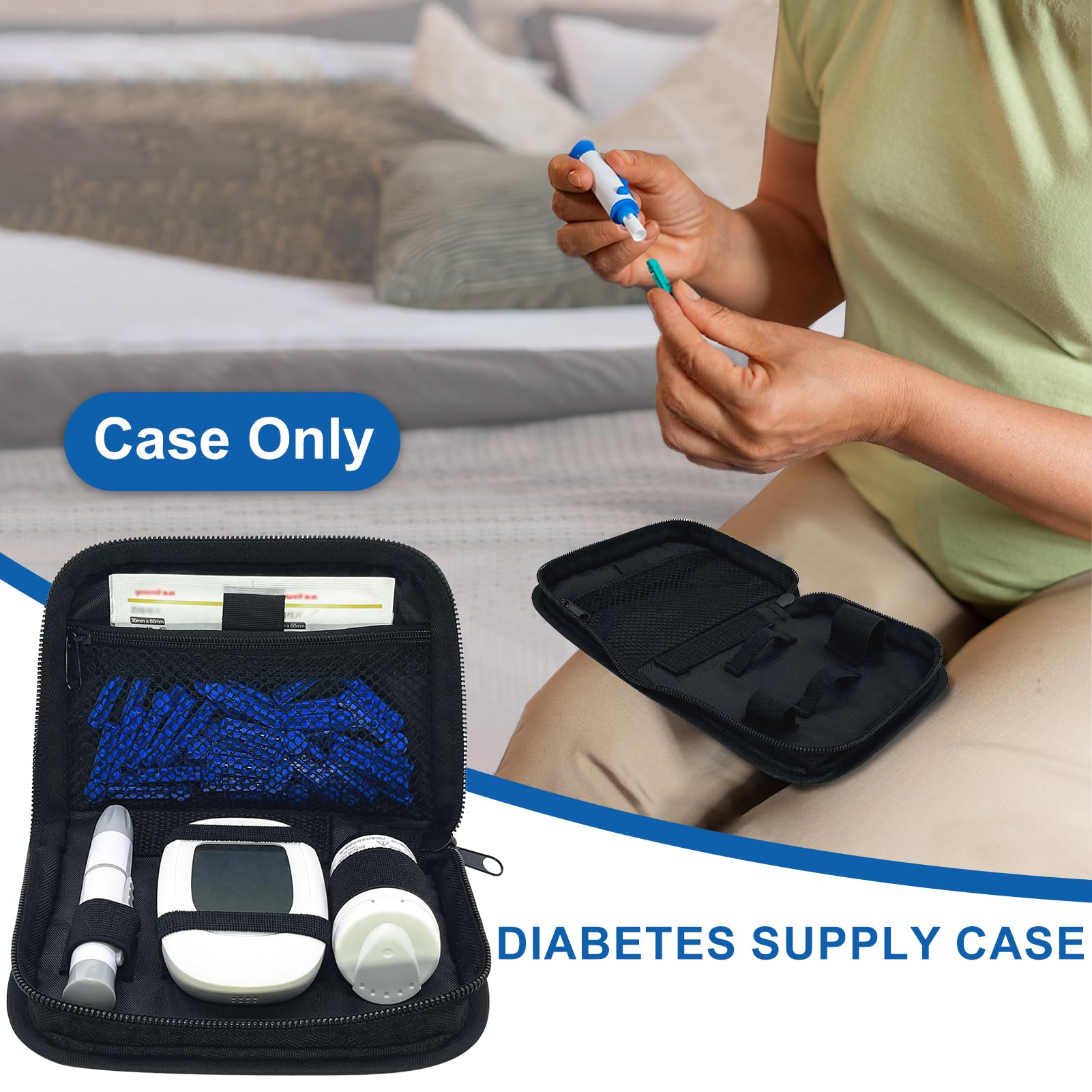 ICIMBI Diabetes Supply Case, Diabetic Organizer Carrying Case Kit, Portable Diabetes Testing Kit Case, Blood Glucose Meter Storage Bag