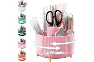 Cayxenful Pencil Holder For Desk,5 Slots 360°Degree Rotating Desk Organizers And Accessories,Desktop Storage Stationery Suppl