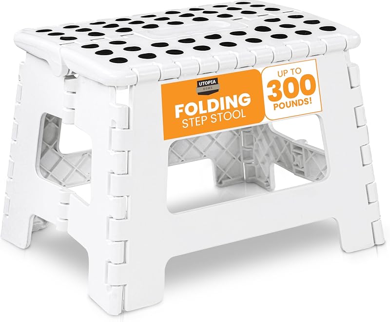 Utopia Home 9 Inch Folding Step Stool, 330 lbs Capacity, Anti-Slip, White