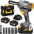 Qudodo Cordless Impact Wrench, 1000Nm 1/2" 21V Brushless Impact Gun, Power High Torque Impact Driver with 2x4.0Ah Batteries, Electric Pistolas llave De Impacto Variable Speeds for Car/Truck/Mower